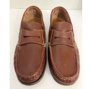 Samuel Windsor Mens 12 Brown Leather Penny Loafer Boat Shoes Handmade D1077